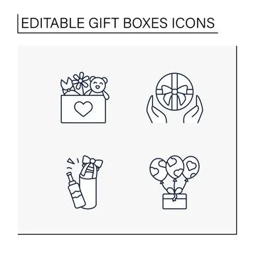 Gift boxes line icons set Illustrazione stock