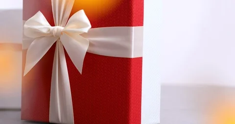 Gift Boxes With Magic Bokeh On Foreground- 4K Stock Footage 103486246