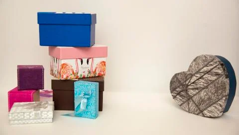 Gift boxes for March 8th. on white background Stock Photos
