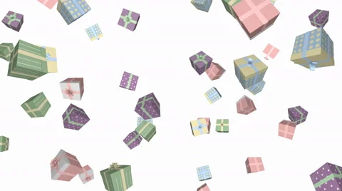 Gift boxes in motion (pastel color) - seamless loop, overlay, alpha channel Stock Footage 63333065