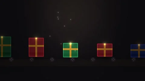 Gift boxes moving on a conveyor with sparkles in the air Stock Footage 339515279