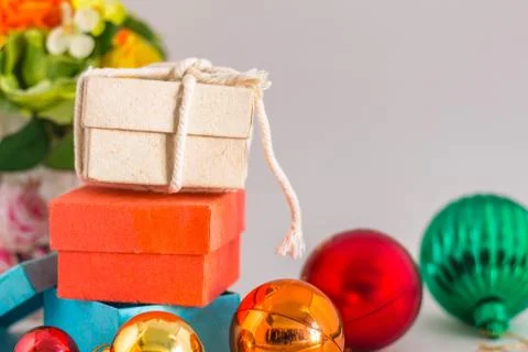 Gift boxes for the New Year. Stock Photos