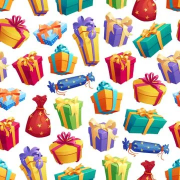 Gift boxes or presents with bow seamless pattern Stock Illustration
