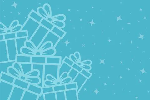 Gift Boxes Outline Pattern Background Turquoise Christmas Presents Stock Illustration