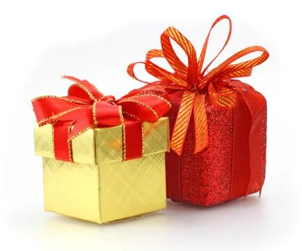 Gift boxes over white background Stock Photos