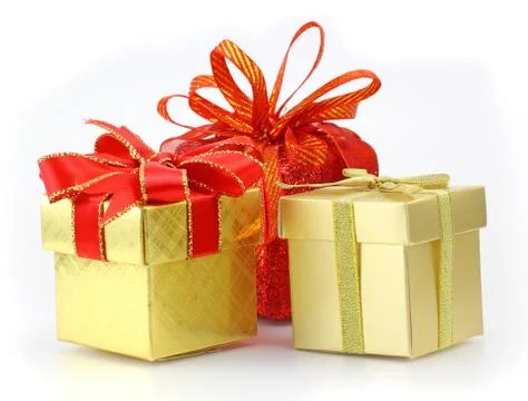 Gift boxes over white background Stock Photos