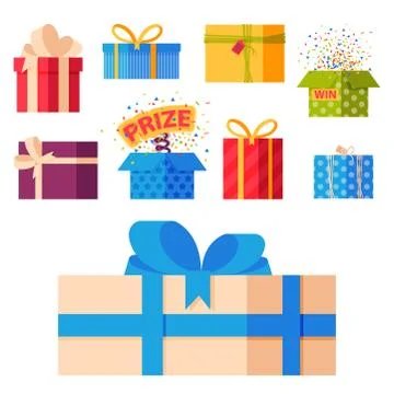 Gift boxes pack composition event greeting object birthday isolated vector Stock Illustration