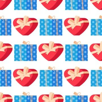 Gift boxes pack composition event greeting object birthday seamless pattern Stock Illustration