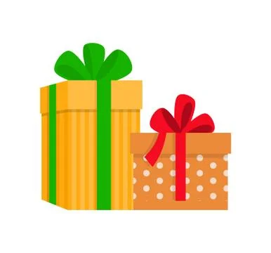 Gift Boxes with Pattern and Bow Flowers Vector Stock Illustration