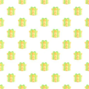 Gift boxes pattern with green and yellow wrapping Illustrazione stock