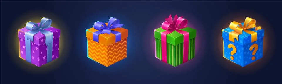 Gift boxes, present packages with ribbon Stock Illustration