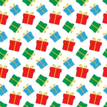 Gift boxes Random Position Seamless Pattern Minimalist Flat Design Holidays Illustrazione stock