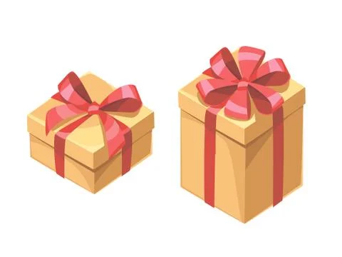 Gift boxes with red bow, presents for Birthday. Illustrazione stock