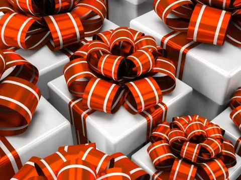 Gift boxes with red bows Stock Illustration
