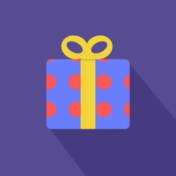 Gift boxes with red circle pattern and yellow ribbon vector Stock Illustration