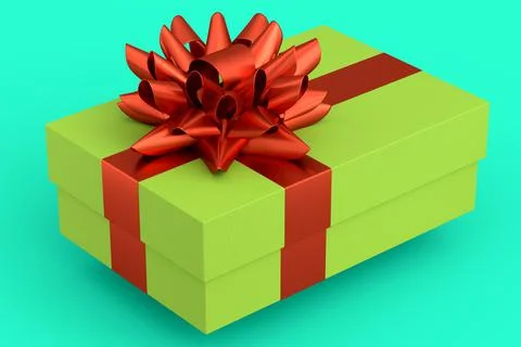 Gift boxes with ribbon and bow isolated on green background. greeting design 스톡 일러스트