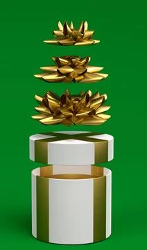 Gift boxes with ribbon and bow for Merry Christmas flying and falling on green 스톡 일러스트