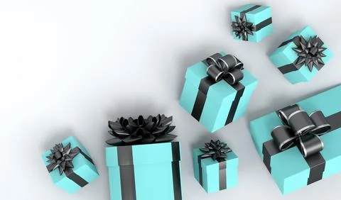 Gift boxes with ribbon and bow for Merry Christmas flying and falling on whit 스톡 일러스트