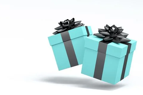Gift boxes with ribbon and bow for Merry Christmas flying and falling on whit 스톡 일러스트