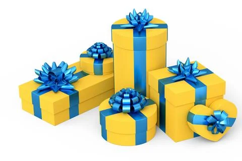 Gift boxes with ribbon and bow isolated on white background. greeting design 스톡 일러스트