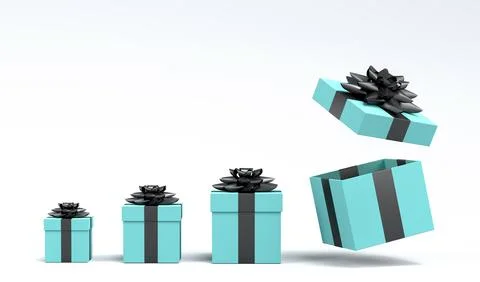 Gift boxes with ribbon and bow for Merry Christmas flying and falling on whit Stock Illustration