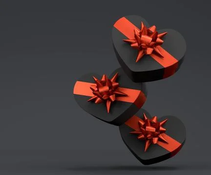 Gift boxes with ribbon and bow for Merry Christmas flying and falling on blac Ilustração Stock