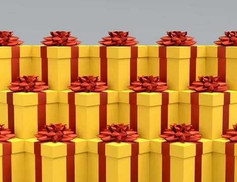 Gift boxes with ribbon and bow for Merry Christmas flying and falling on grey 스톡 일러스트