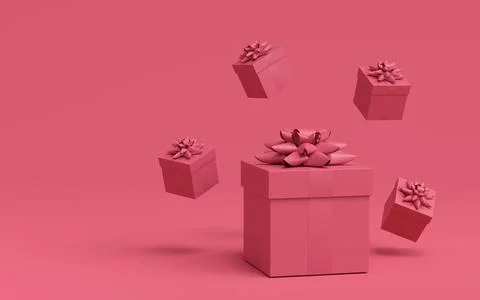 Gift boxes with ribbon and bow for Christmas flying and falling on monochrome Stock Illustration