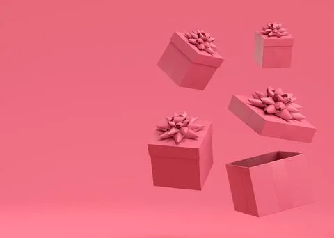 Gift boxes with ribbon and bow for Christmas flying and falling on monochrome Stock Illustration