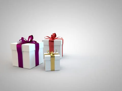 Gift boxes with ribbon bow 3d illustration rendering Illustration