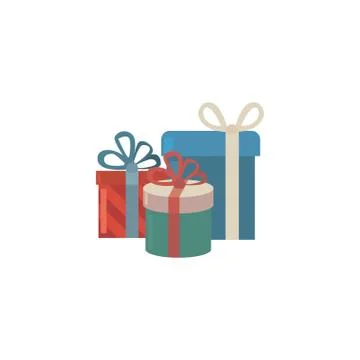 Gift boxes with ribbon on white background Stock Illustration