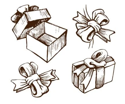 Gift boxes with ribbons and bows Stock Illustration
