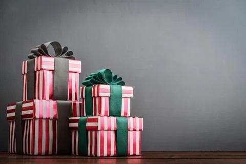 Gift boxes with ribbons Stock Photos
