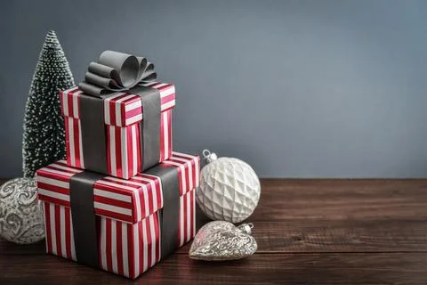 Gift boxes with ribbons Foto stock