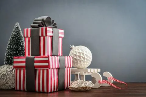 Gift boxes with ribbons Foto stock
