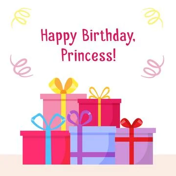 Gift boxes with ribbons stacked in a bunch card Stock Illustration