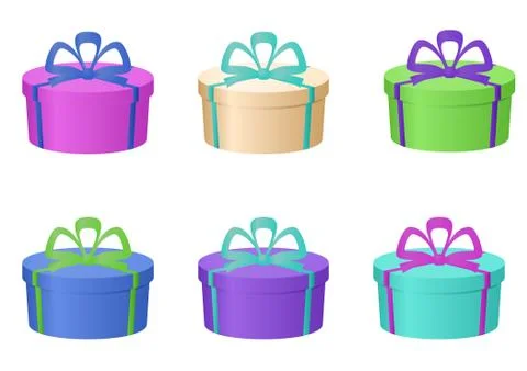 Gift boxes, round イラスト素材