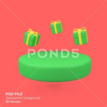 Gift Boxes with Round Podium isolated 3d render icon illustration PSD 模板