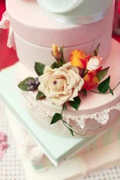 Gift boxes with satin ribbons Foto stock