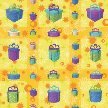Gift boxes, seamless background Stock Illustration
