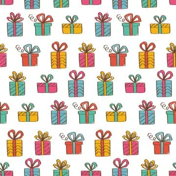 Gift boxes seamless background Stock Illustration