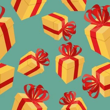 Gift boxes Seamless pattern. background for  holidays: birthdays, Christmas,  イラスト素材
