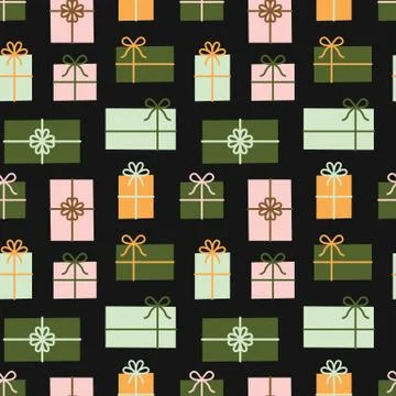 Gift boxes seamless pattern, Christmas presents. Vector illustration Stock Illustration