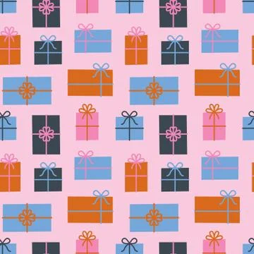 Gift boxes seamless pattern, Christmas presents. Vector illustration Stock Illustration