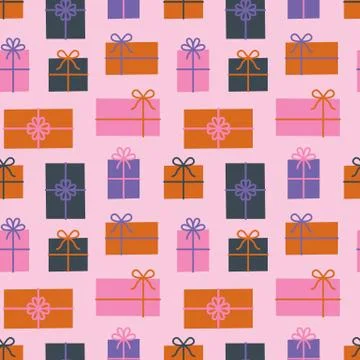 Gift boxes seamless pattern, Christmas presents. Vector illustration Stock Illustration