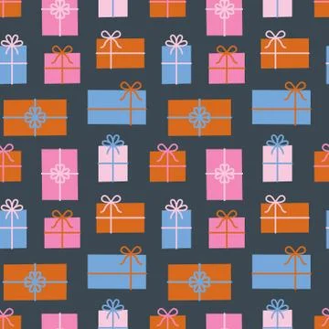 Gift boxes seamless pattern, Christmas presents. Vector illustration Stock Illustration