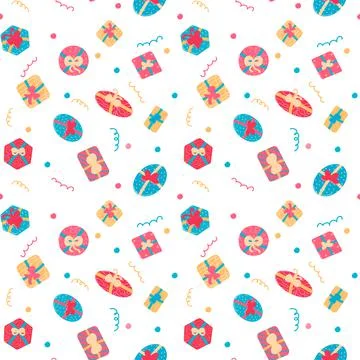 Gift boxes seamless pattern isolated vector illustration. Holiday background. Stock Illustration