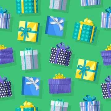 Gift Boxes Seamless Pattern Vector in Flat Design イラスト素材