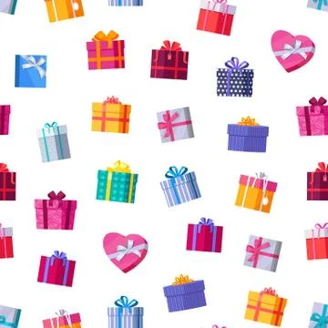 Gift Boxes Seamless Pattern Vector in Flat Design イラスト素材