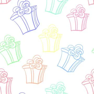 Gift boxes seamless pattern, vector illustration. Stock Illustration